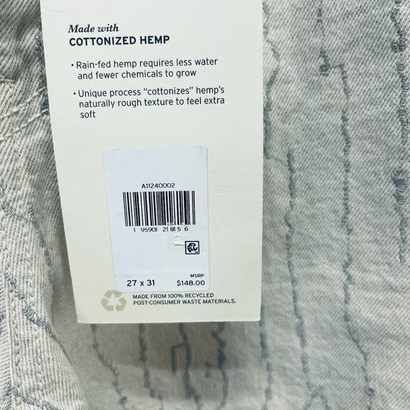 LEVI'S WELLTHREAD® '70S Jeans 27x31 Womens High Rise Straight Fit Stripes Beige - Picture 9 of 14